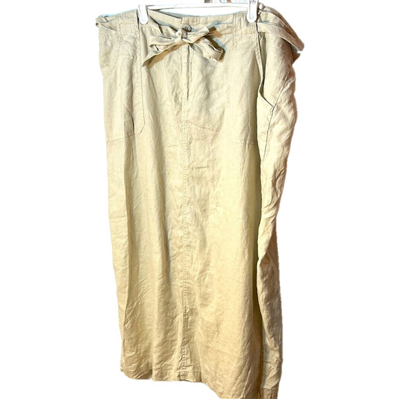 Old Navy beige hundred percent linen belted maxi length skirt size 18 - Picture 2 of 8